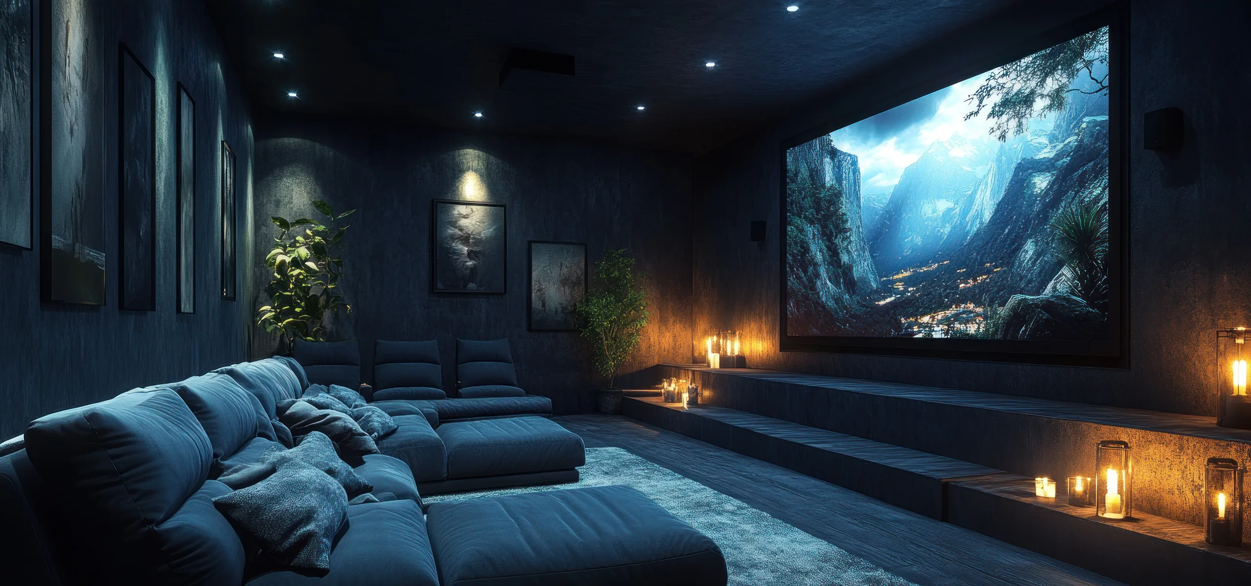 Salle de cinéma dédiée 5.1.4 Dolby Atmos équipée 100% Dali