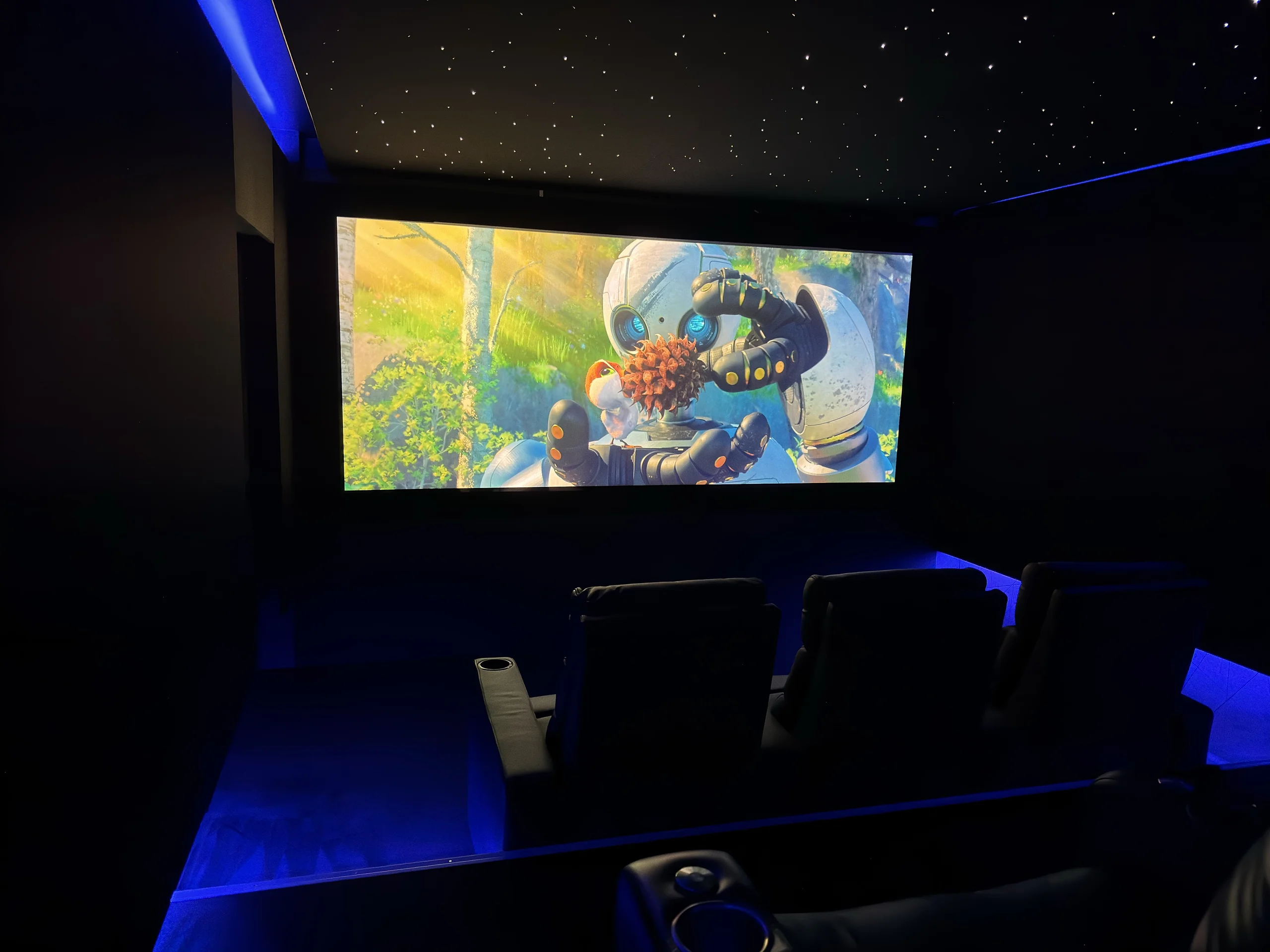 Salle de cinéma référence CinéPhil à Jambes, Atmos 11.4.8 Grimani Trinnov madVR JVC